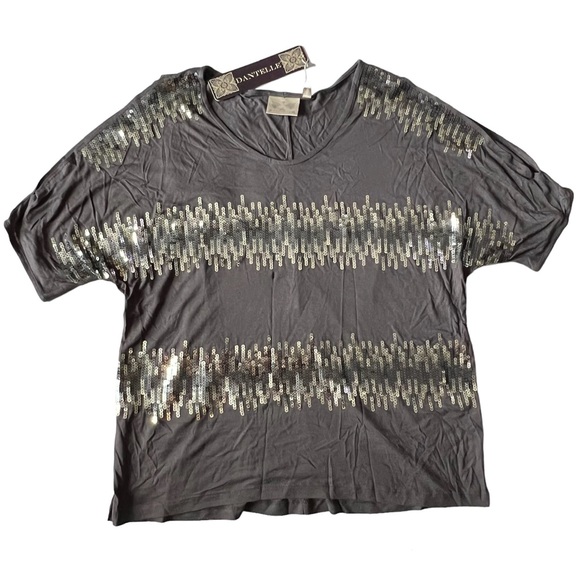 Dantelle | NWT | Metal Gray Sequins | Cold Shoulder | Size XL - Picture 3 of 5